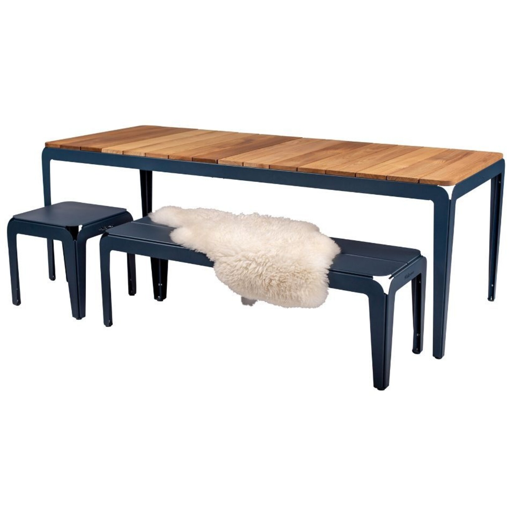 Weltevree Weltevree - Bended Table Wood 220 - Stalen Tuintafel met houten blad - Grey Blue