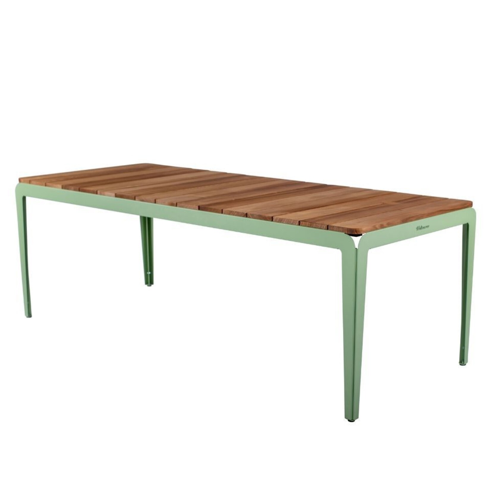 Weltevree Weltevree - Bended Table Wood 220 - Table de jardin en acier avec plateau en bois - Vert pâle