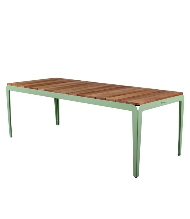 Weltevree - Bended Table Wood 220 - Stalen Tuintafel met houten blad - Pale Green