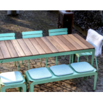 Weltevree Weltevree - Bended Table Wood 220 - Table de jardin en acier avec plateau en bois - Vert pâle