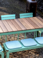 Weltevree Weltevree - Bended Table Wood 220 - Table de jardin en acier avec plateau en bois - Vert pâle