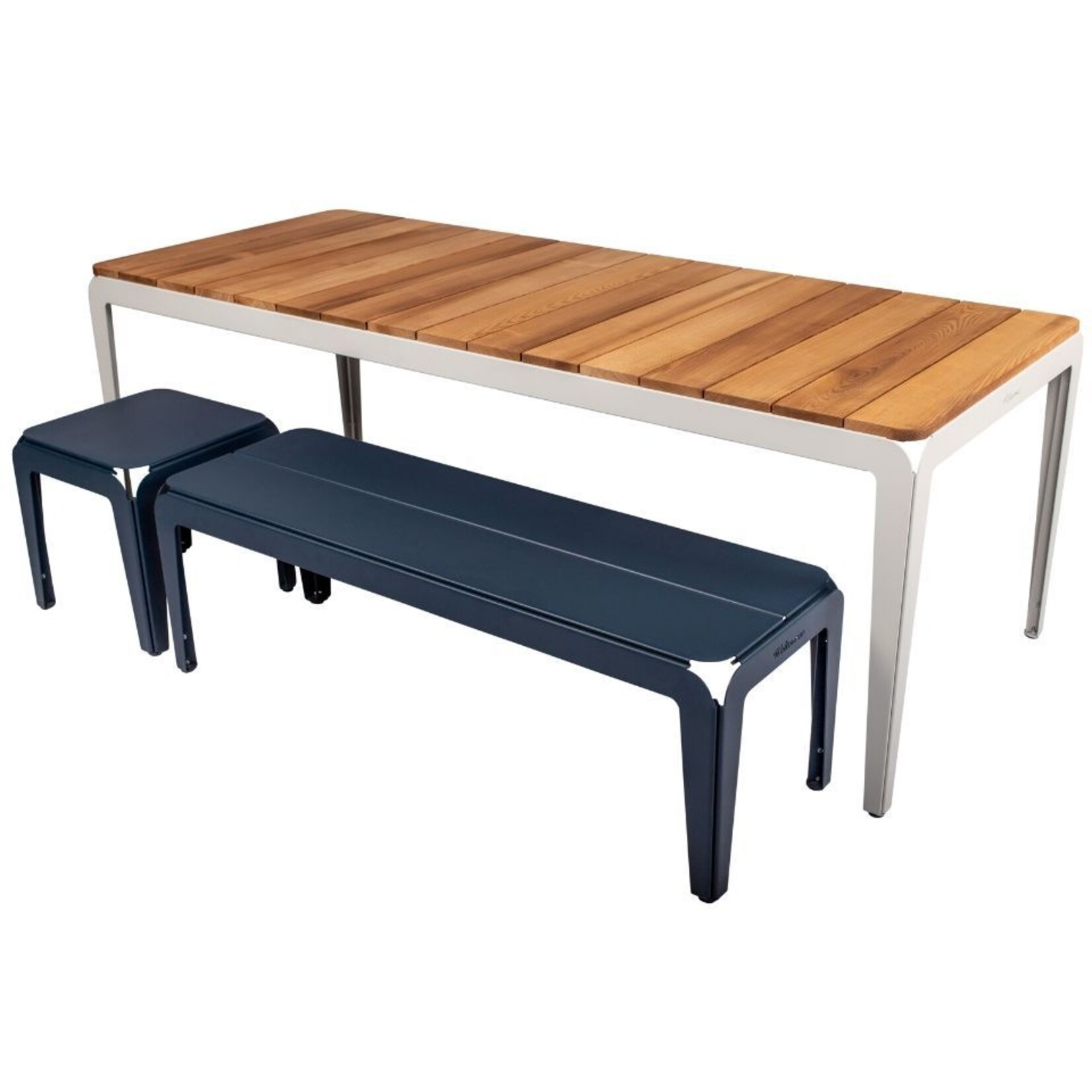 Weltevree Weltevree - Bended Table Wood 220 - Stalen Tuintafel met houten blad - Agate Grey