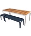 Weltevree - Bended Table Wood 220 - Stalen Tuintafel met houten blad - Agate Grey