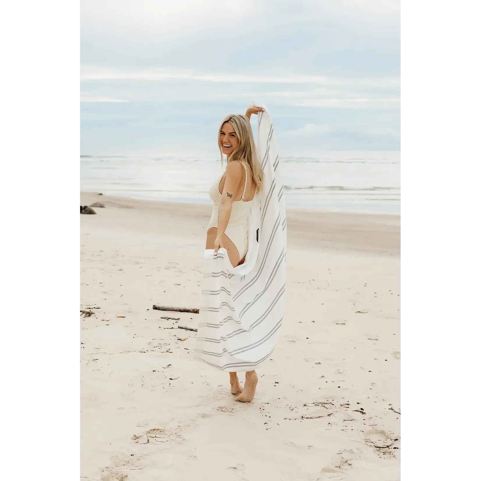 Sunnylife SunnyLife -Casa - Tunisa - Serviette de plage - Coton - Noir et blanc