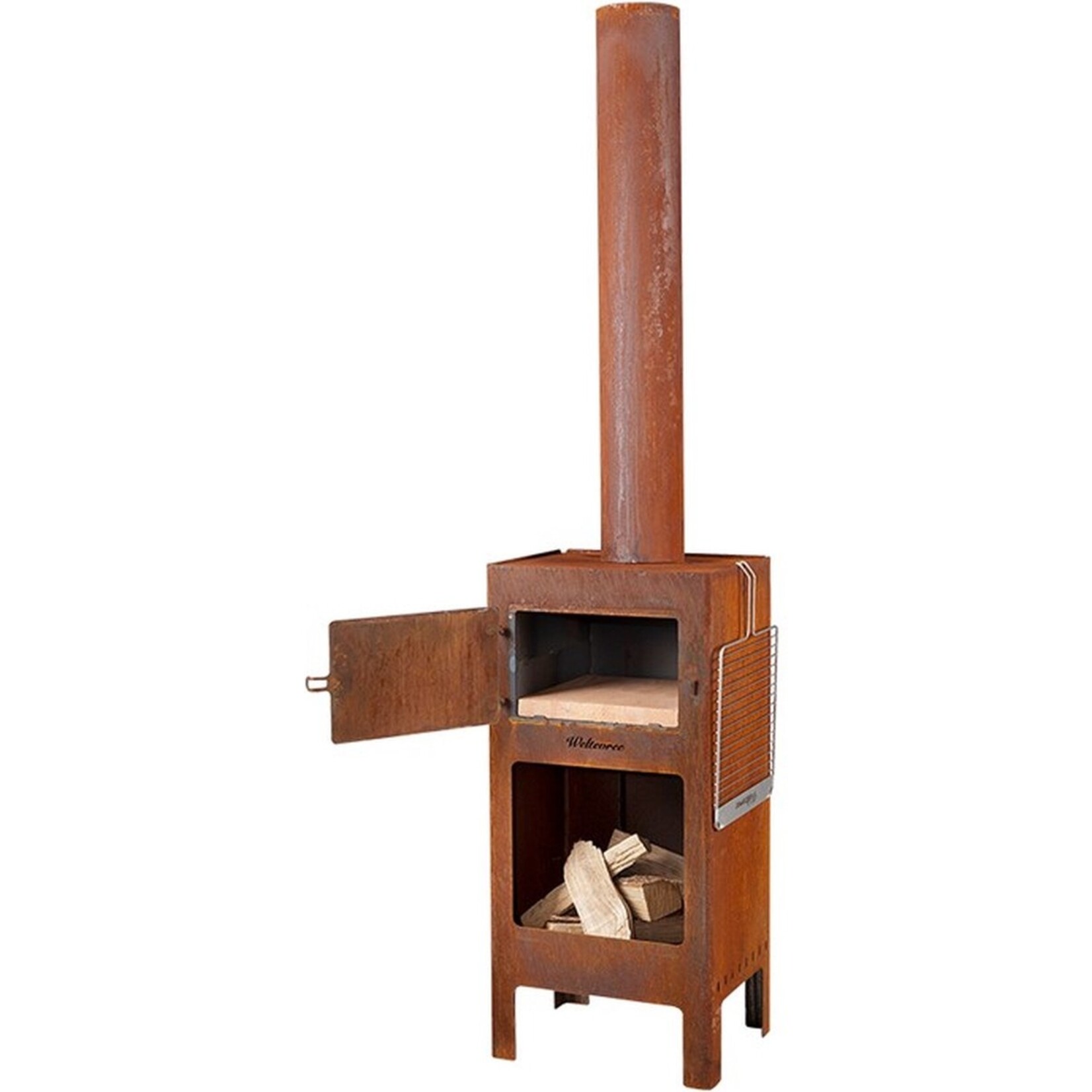 Weltevree Four d'extérieur Weltevree avec porte, chapeau de cheminée, plaque de sol et thermomètre