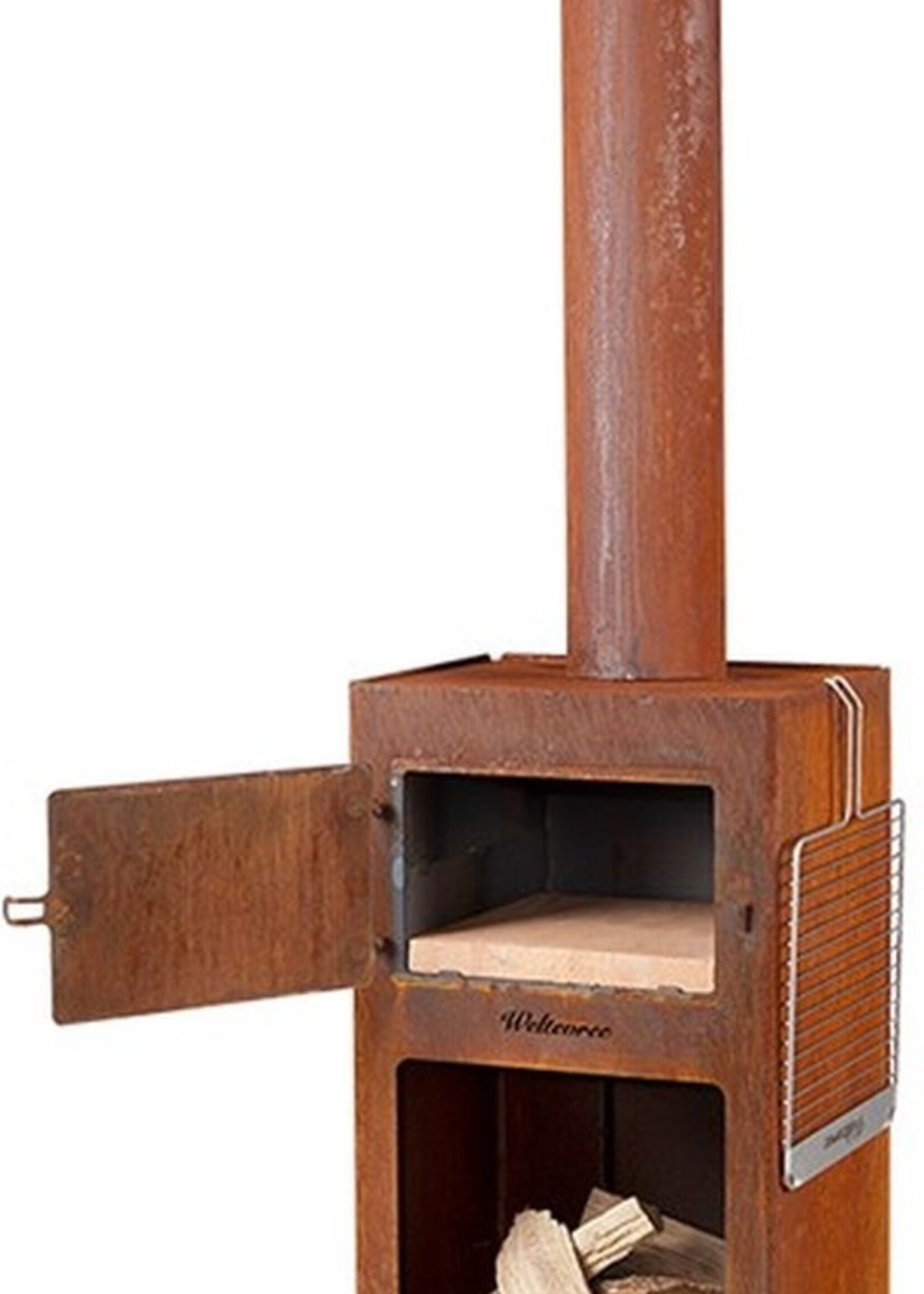 Weltevree Four d'extérieur Weltevree avec porte, chapeau de cheminée, plaque de sol et thermomètre