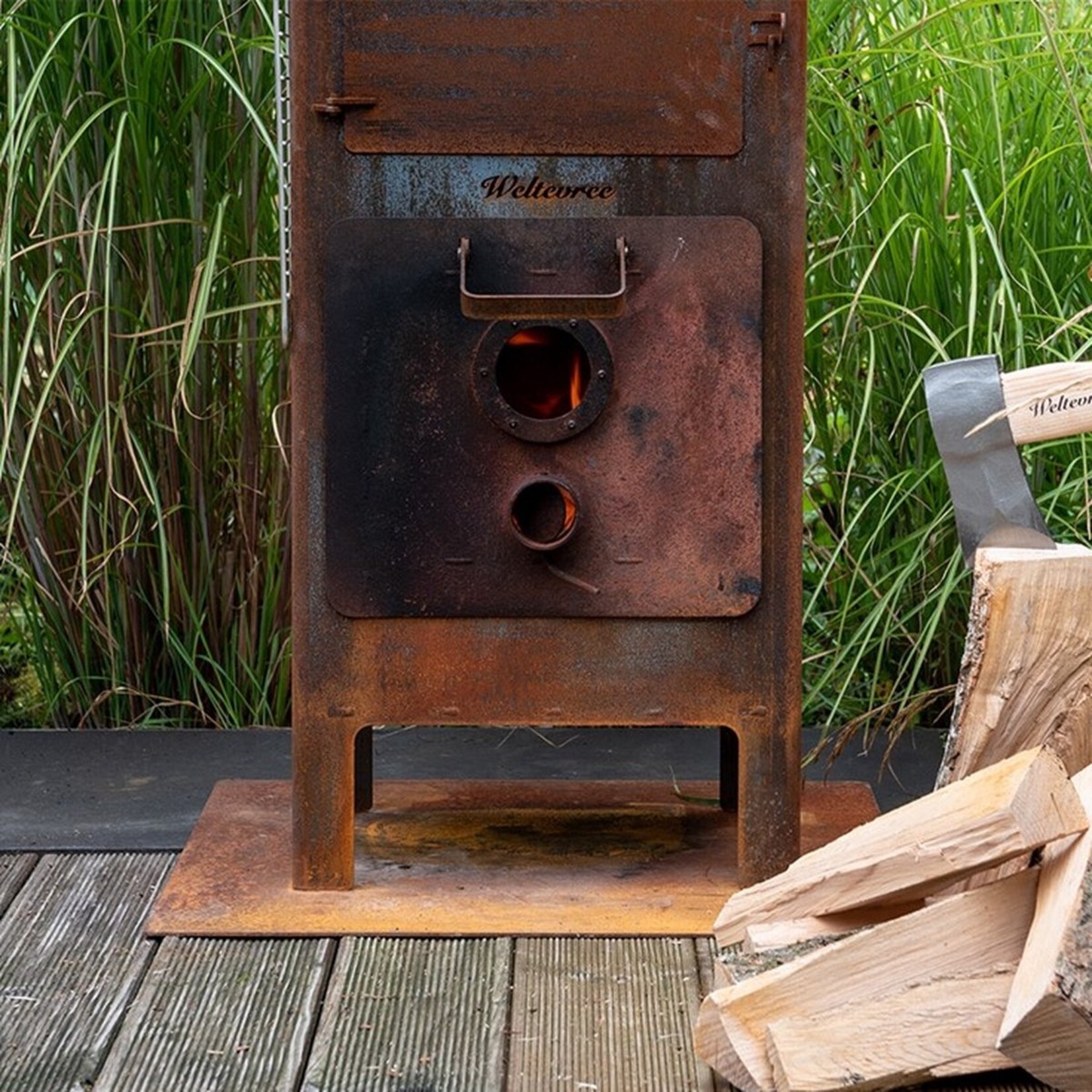 Weltevree Weltevree Outdooroven met Deur, Schoorsteenkapje, Vloerplaat en Thermometer