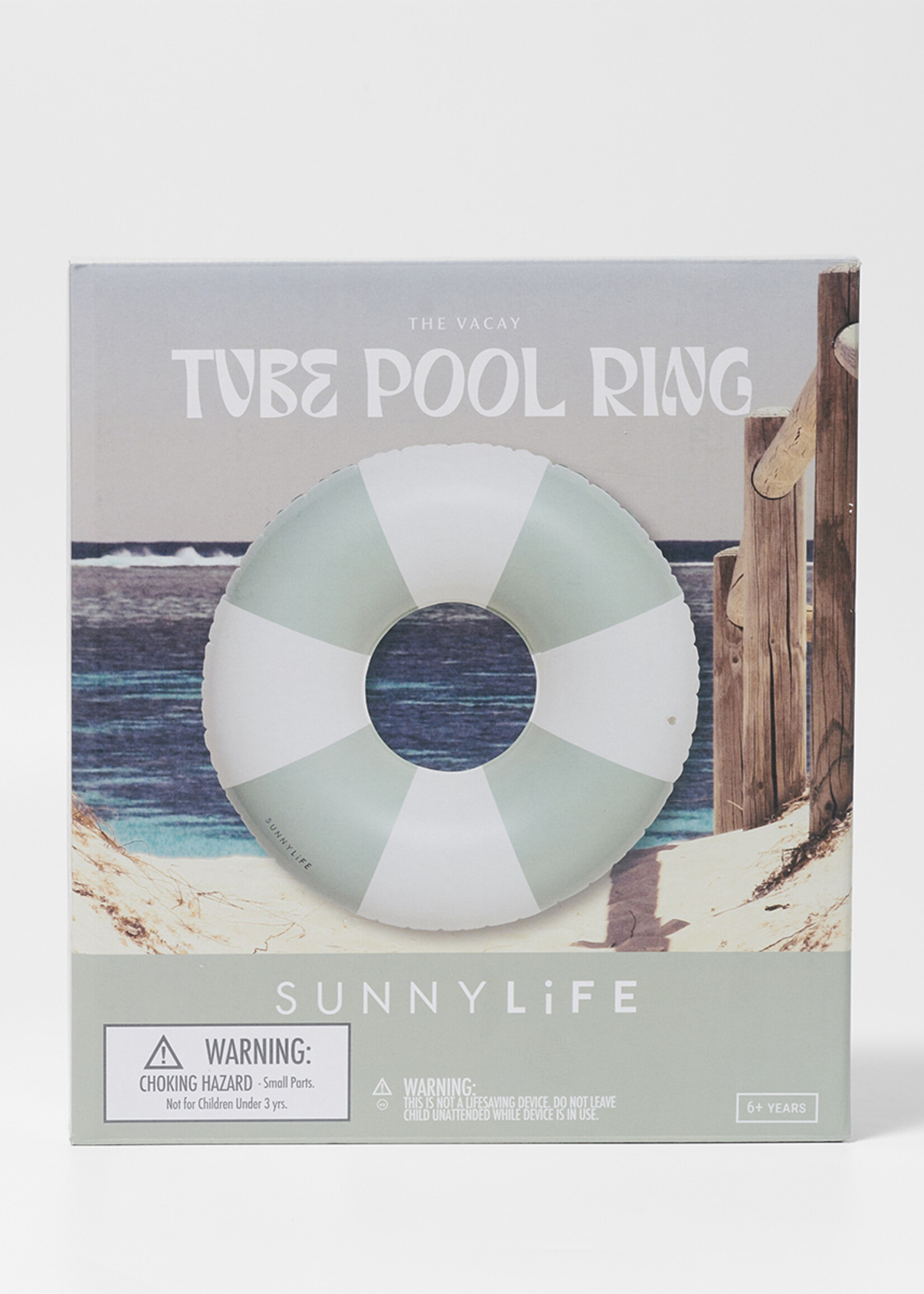Sunnylife SunnyLife - Tube - The Vacay - Anneau de piscine - Rayures vert olive doux