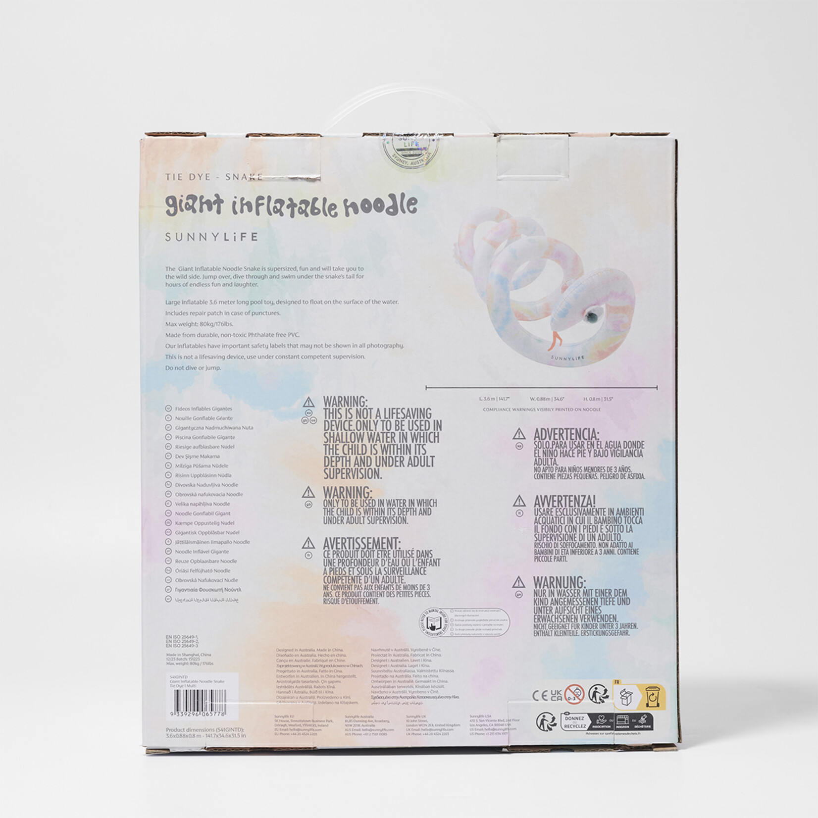 Sunnylife SunnyLife - Giant - Gonflable Noodle - Tie Dye - tuyau