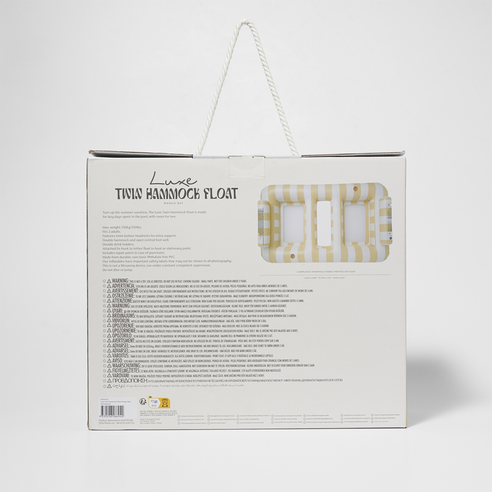 Sunnylife SunnyLife - Mango Bay - Luxe Drijvende hangmat - 2 personen - Mosterd