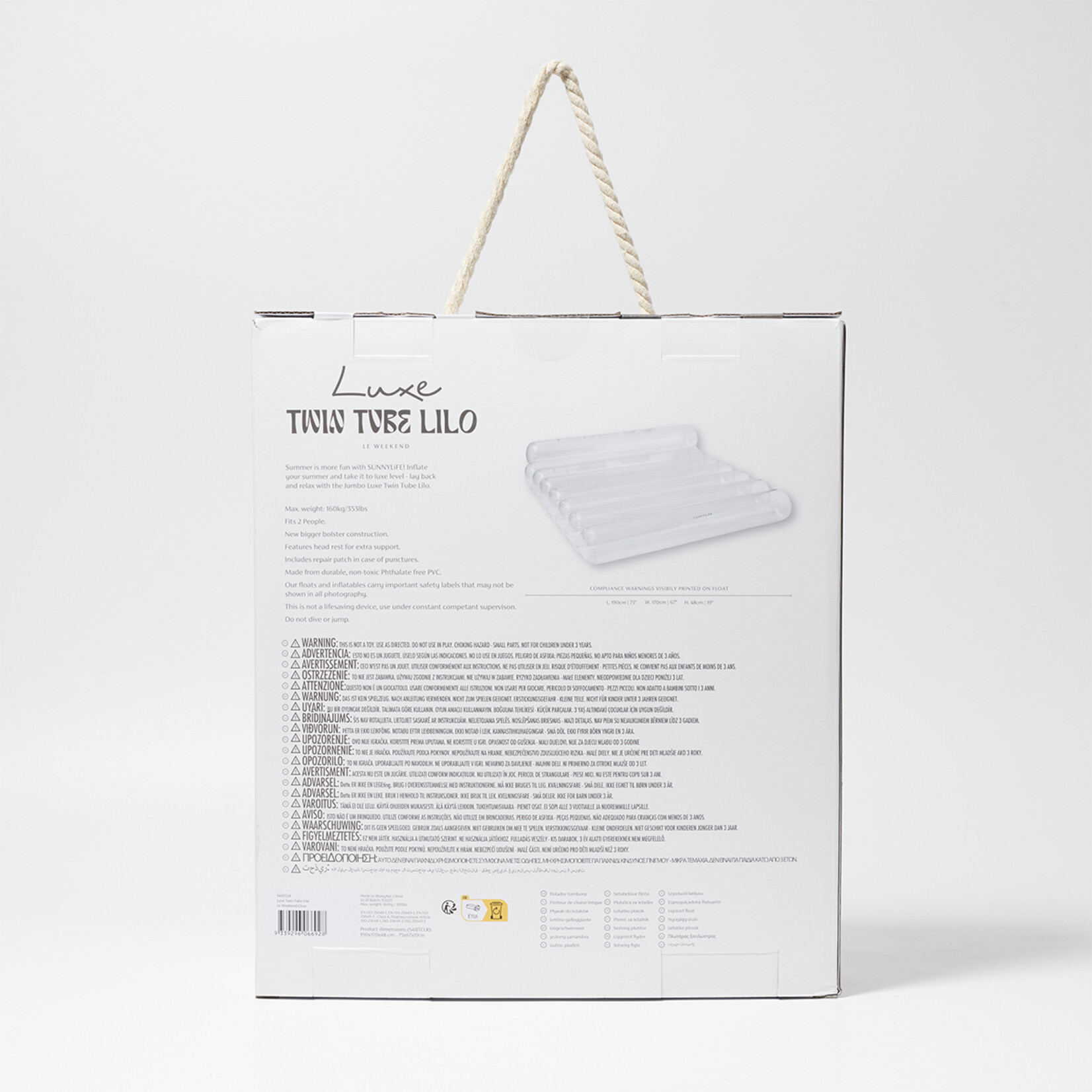 Sunnylife SunnyLife - Tube Lilo - Le Weekend - matelas gonflable - 2 pers - transparent