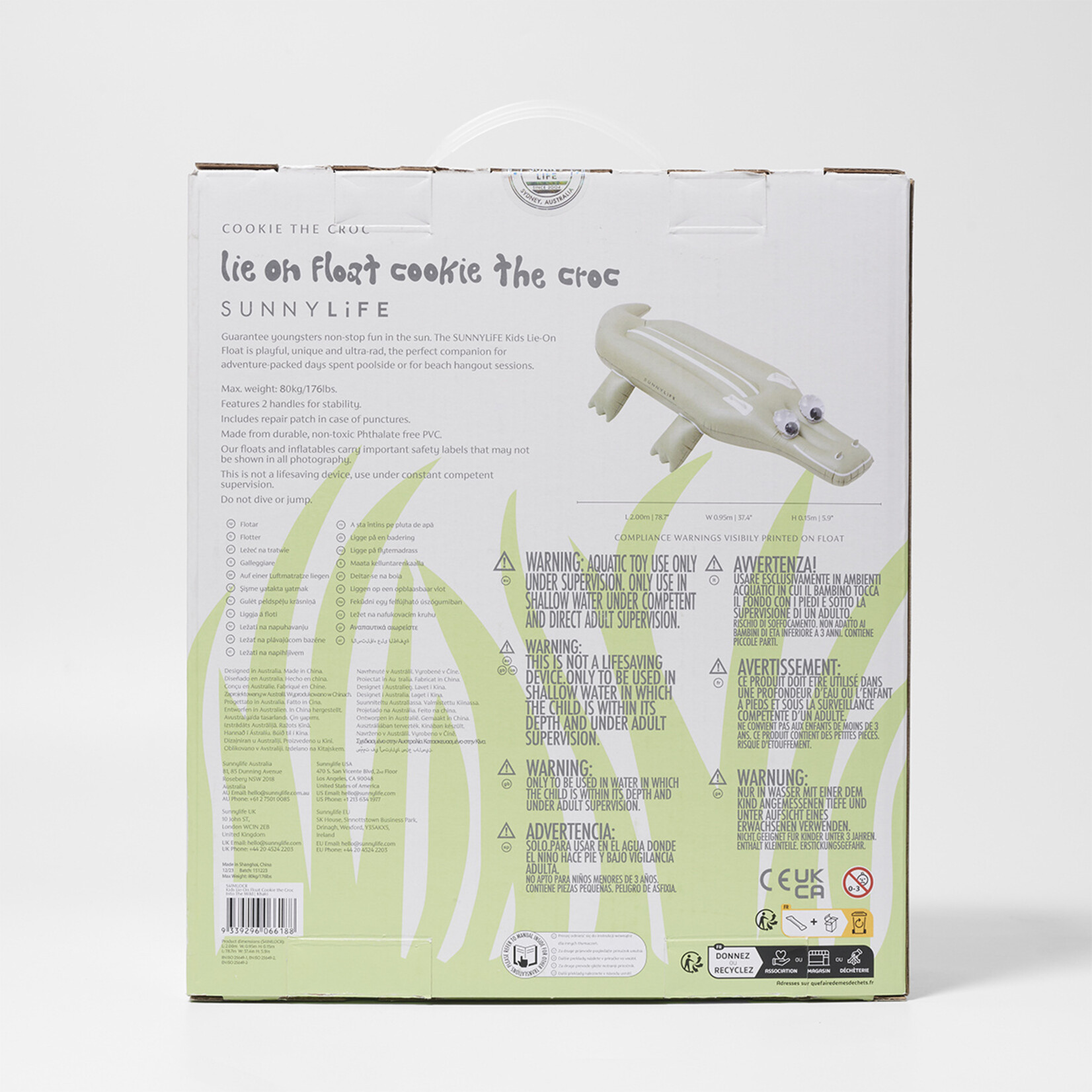 Sunnylife SunnyLife - Lie On - Matelas d'air - Cookie the crocodile - Khaki