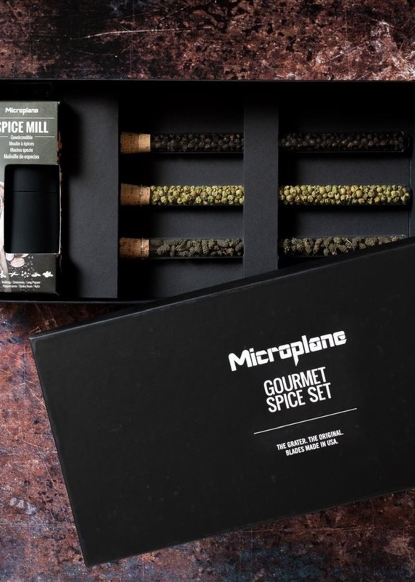 Microplane Microplane - Set - Moulin à noix de muscade noire + 3 sortes de poivre