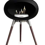 Le feu Le feu - poêle bas de terre - noir - chêne fumé