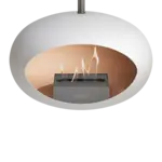 Le feu Le feu - cheminée de plafond - ciel - blanc - brûleur argenté