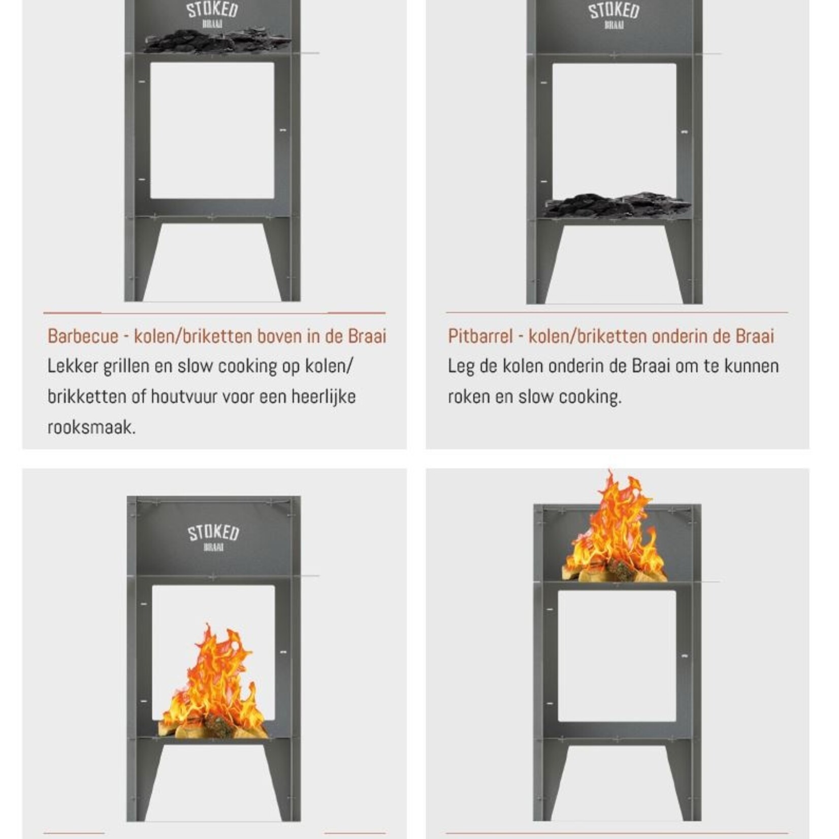 STOKED STOKED - Braai - Cheminée d'extérieur/BBQ - MODÈLE DE BASE - Acier CorTen - avec grille en acier inoxydable