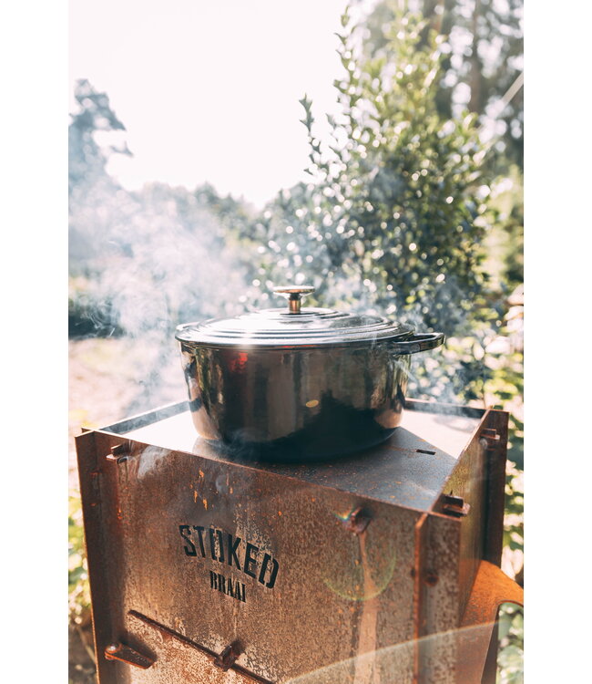 STOKED - Braai - Cheminée d'extérieur/BBQ - MODÈLE DE BASE - Acier CorTen - avec grille en acier inoxydable