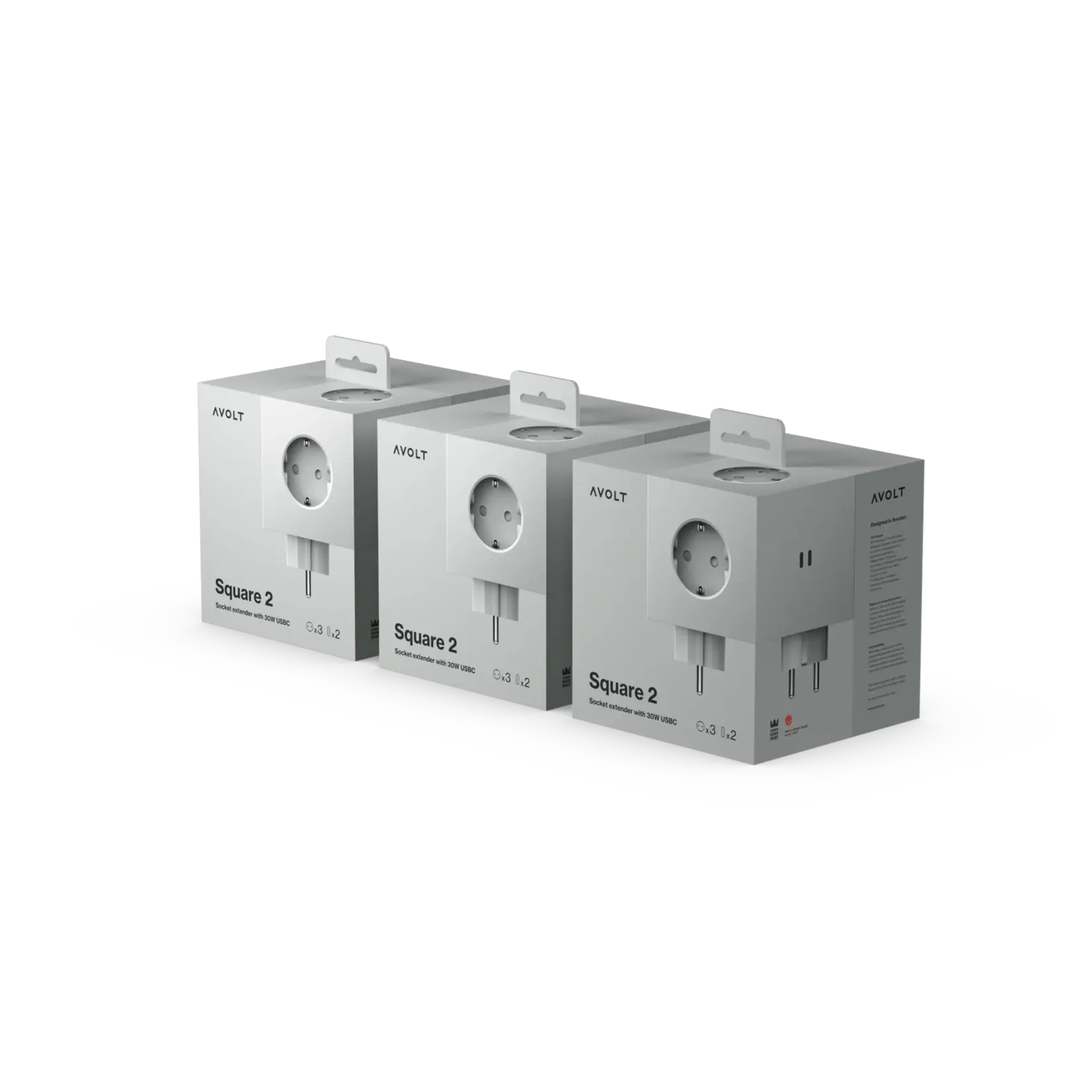 AVOLT AVOLT - Square 2 - Adapter - 30W - Dual USBC - Gotland Grey - Grijs