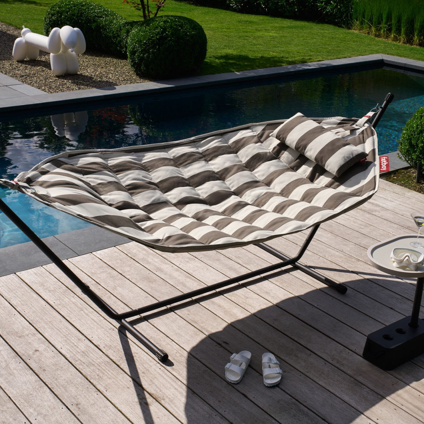 Fatboy Fatboy Headdemock Hamac de luxe Superb Rayure cacao avec coussin et housse de protection