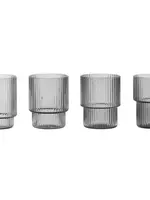 Ferm Living Ferm Living Ripple Kleine Borrelglazen - Set van 4 - Smoked Grey