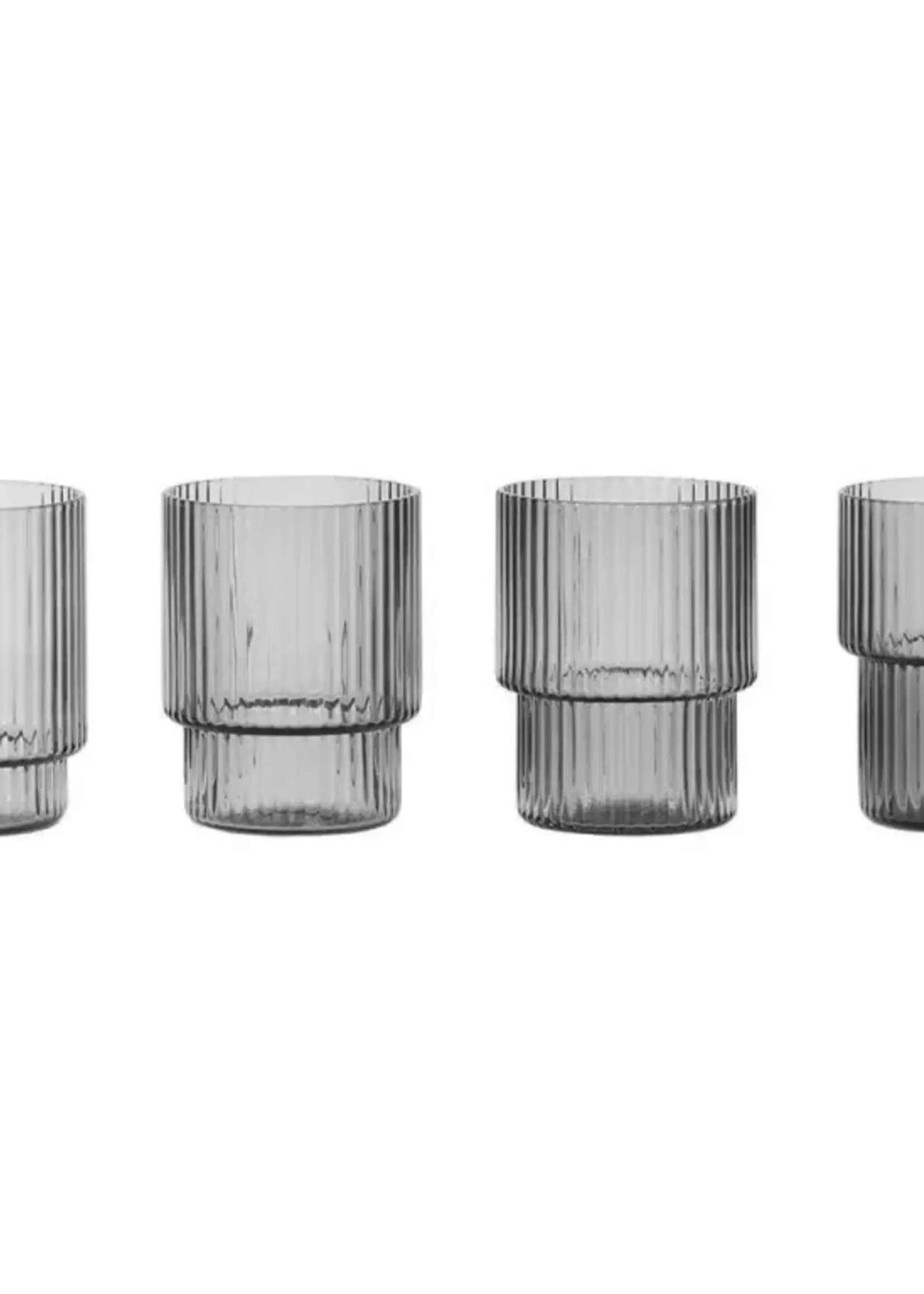 Ferm Living Ferm Living Ripple Petits verres à cocktail - Lot de 4 - Gris fumé