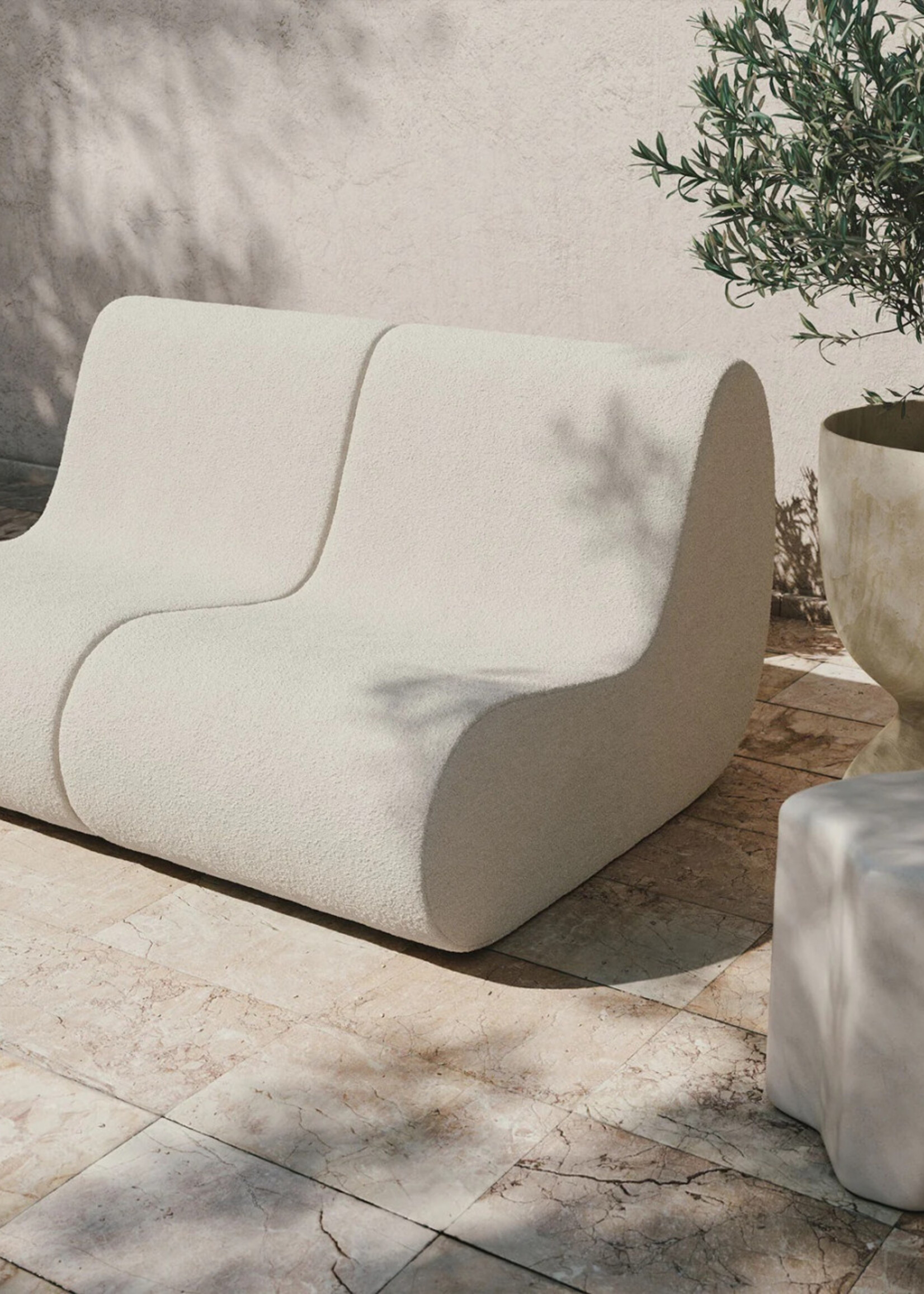 Ferm Living Rouli Center Module Pure Bouclé - Off-white