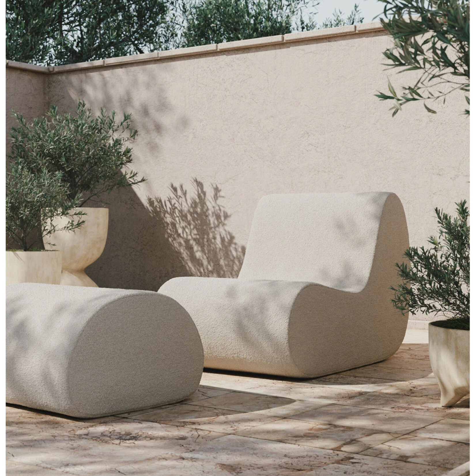 Ferm Living Rouli Pouf - Pure Bouclé - Off-White