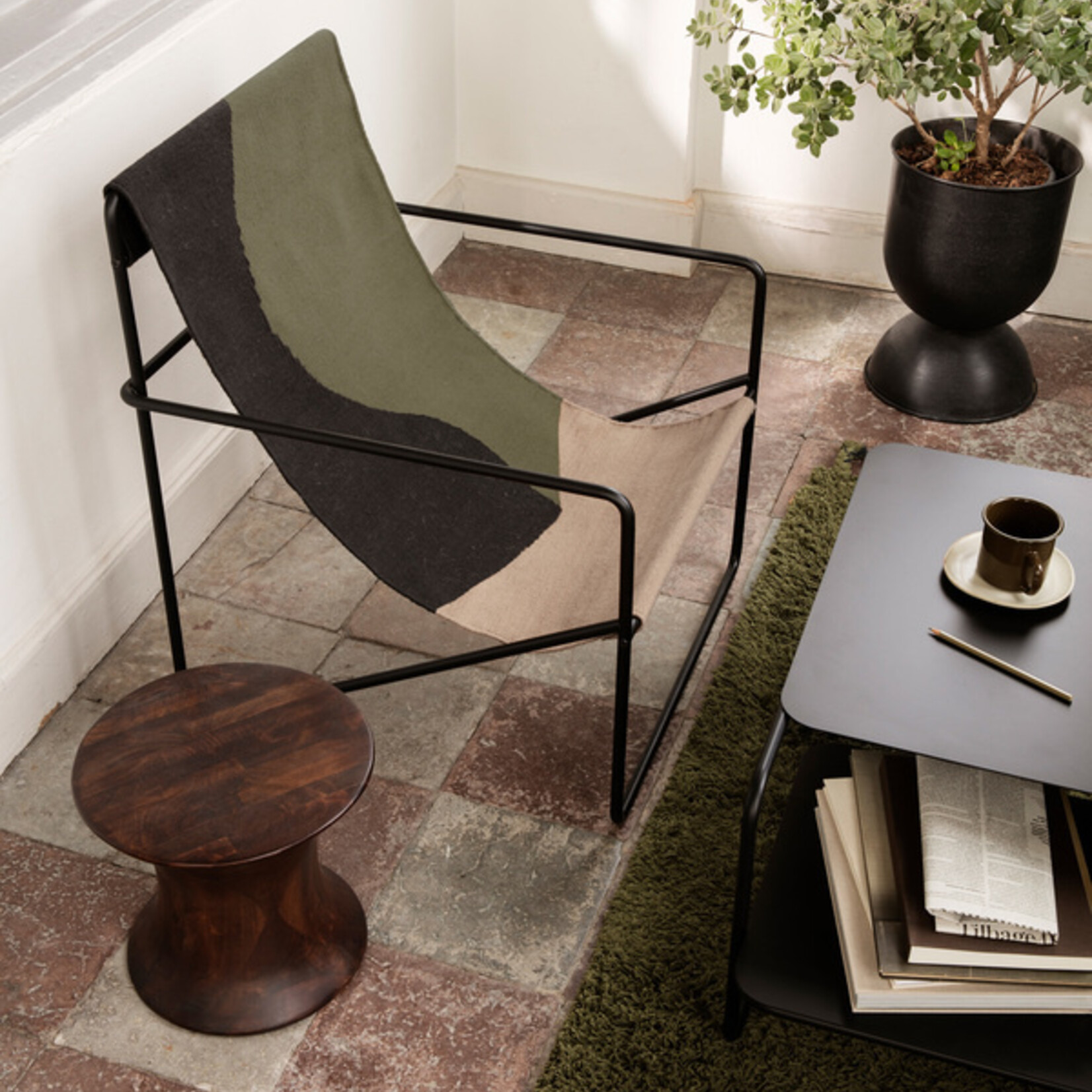 Ferm Living Desert Loungestoel - Zwart/Dune