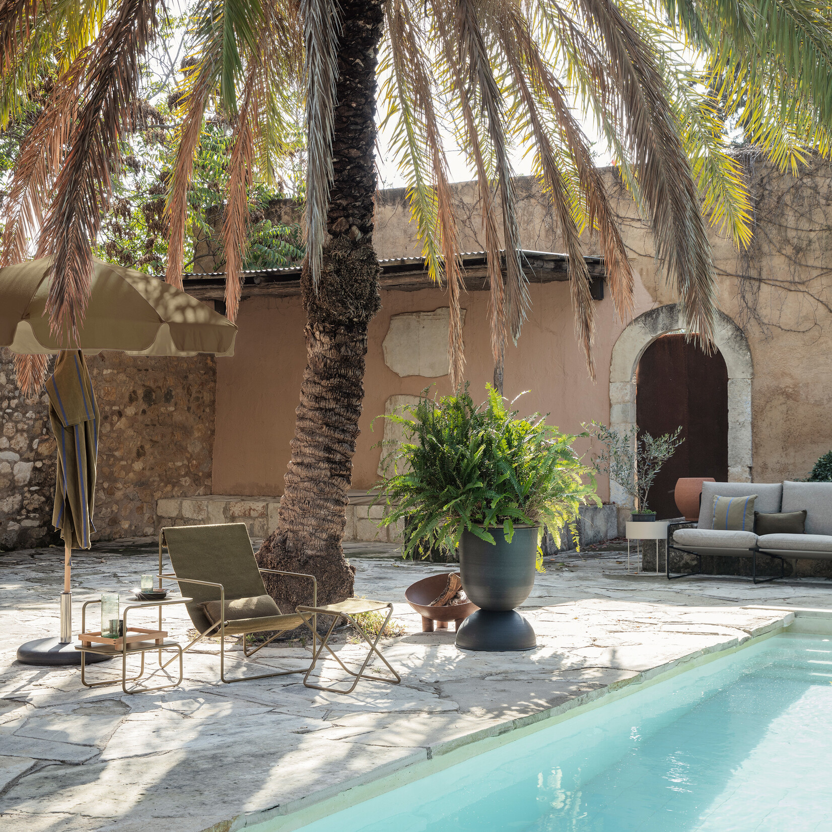 Ferm Living Desert Chaise longue - Olive/Olive