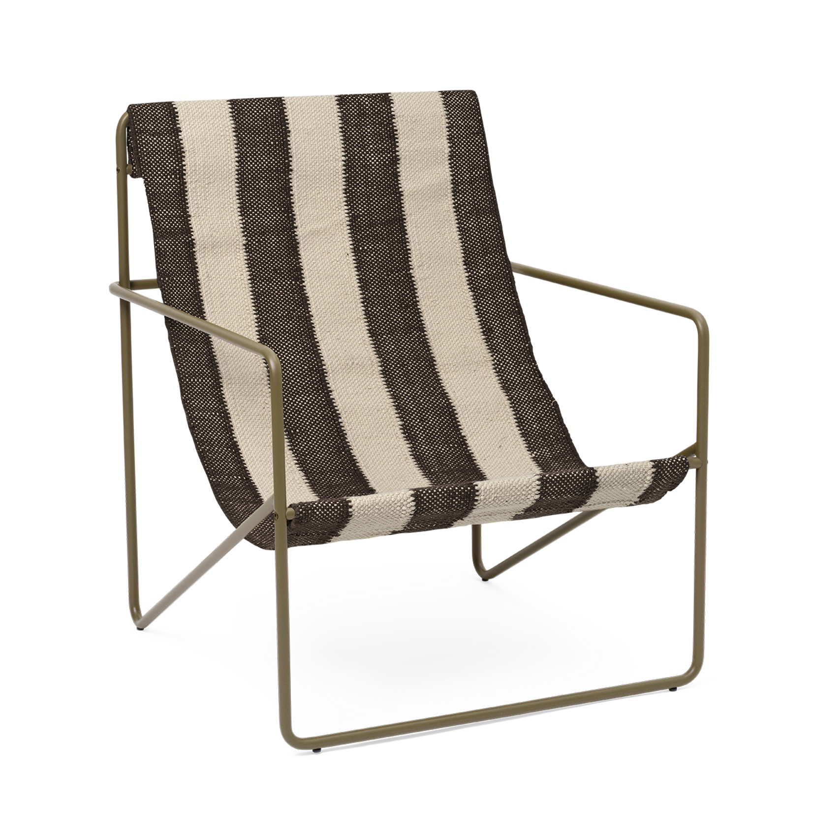 Ferm Living Desert Loungestoel - Olijf/Off-White/Chocolade
