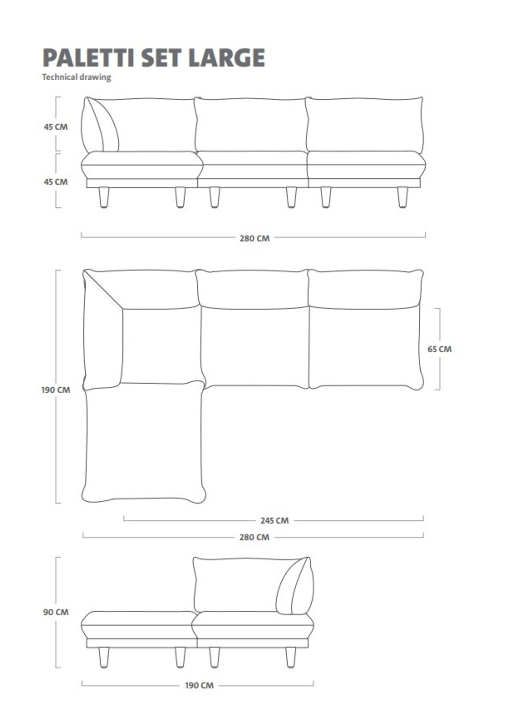 Fatboy Paletti Set Large + Table Grijs