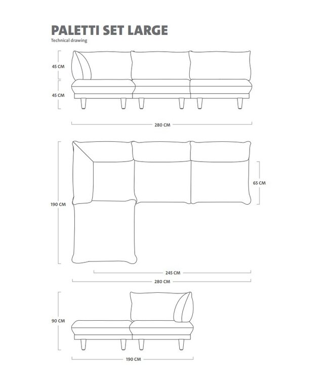 Paletti Set Large + Table Gris