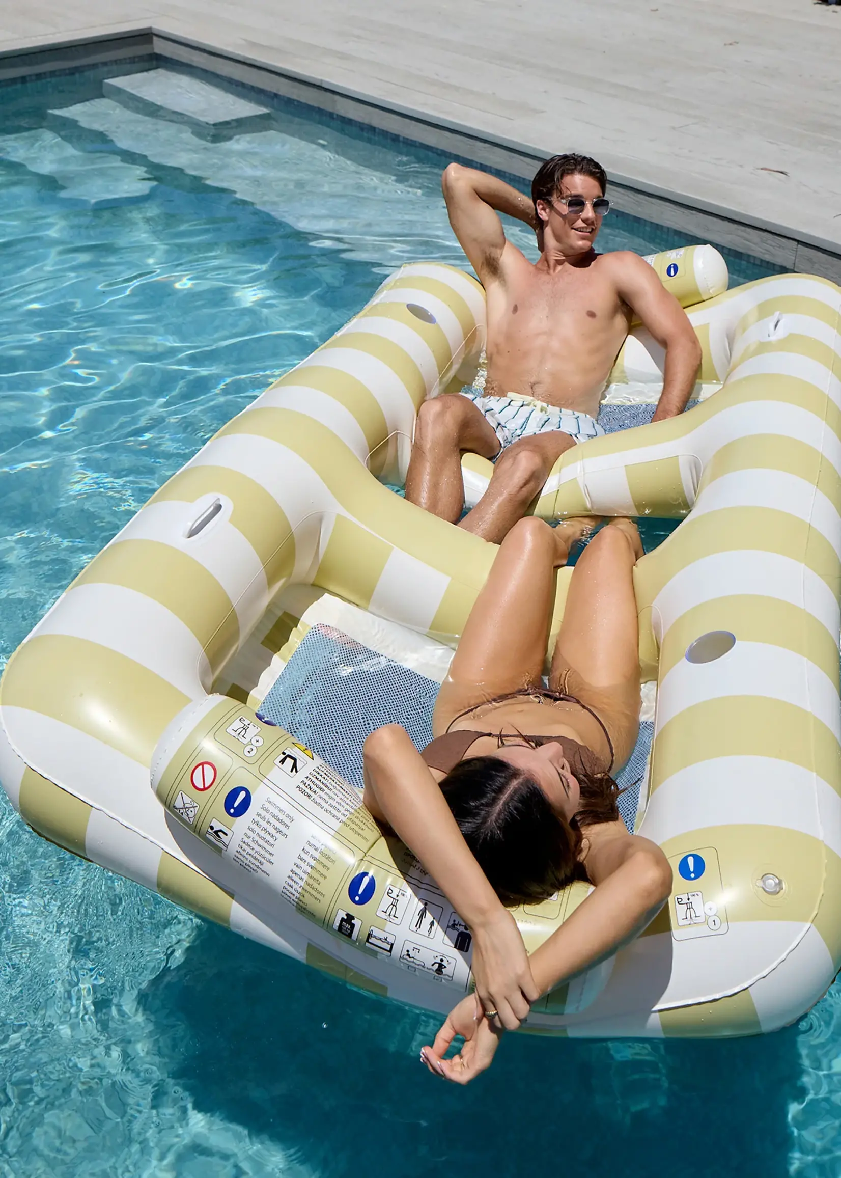 Sunnylife Sunnylife - Luxe Twin Hammock Float Casa Sand - Luchtmatras - Stripe