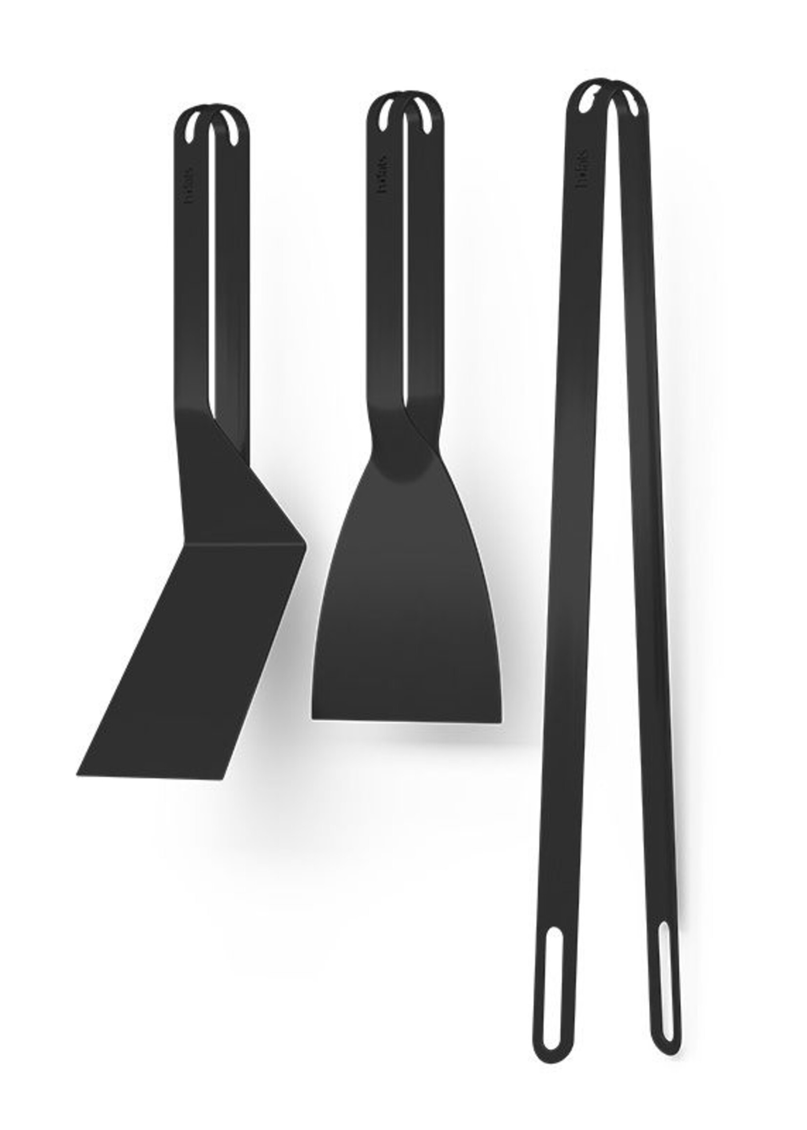 Höfats Höfats - Set d'outils pour barbecue - 3 pièces - Pince, Spatule et Grattoir - noir