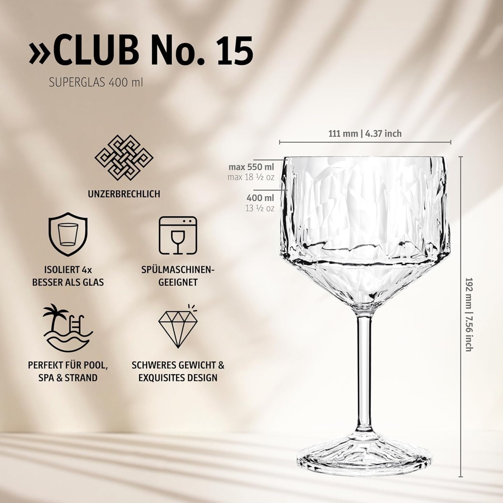 Koziol Koziol - Club No.15 - Superglas - 400ml - Cocktailglas - Set van 2