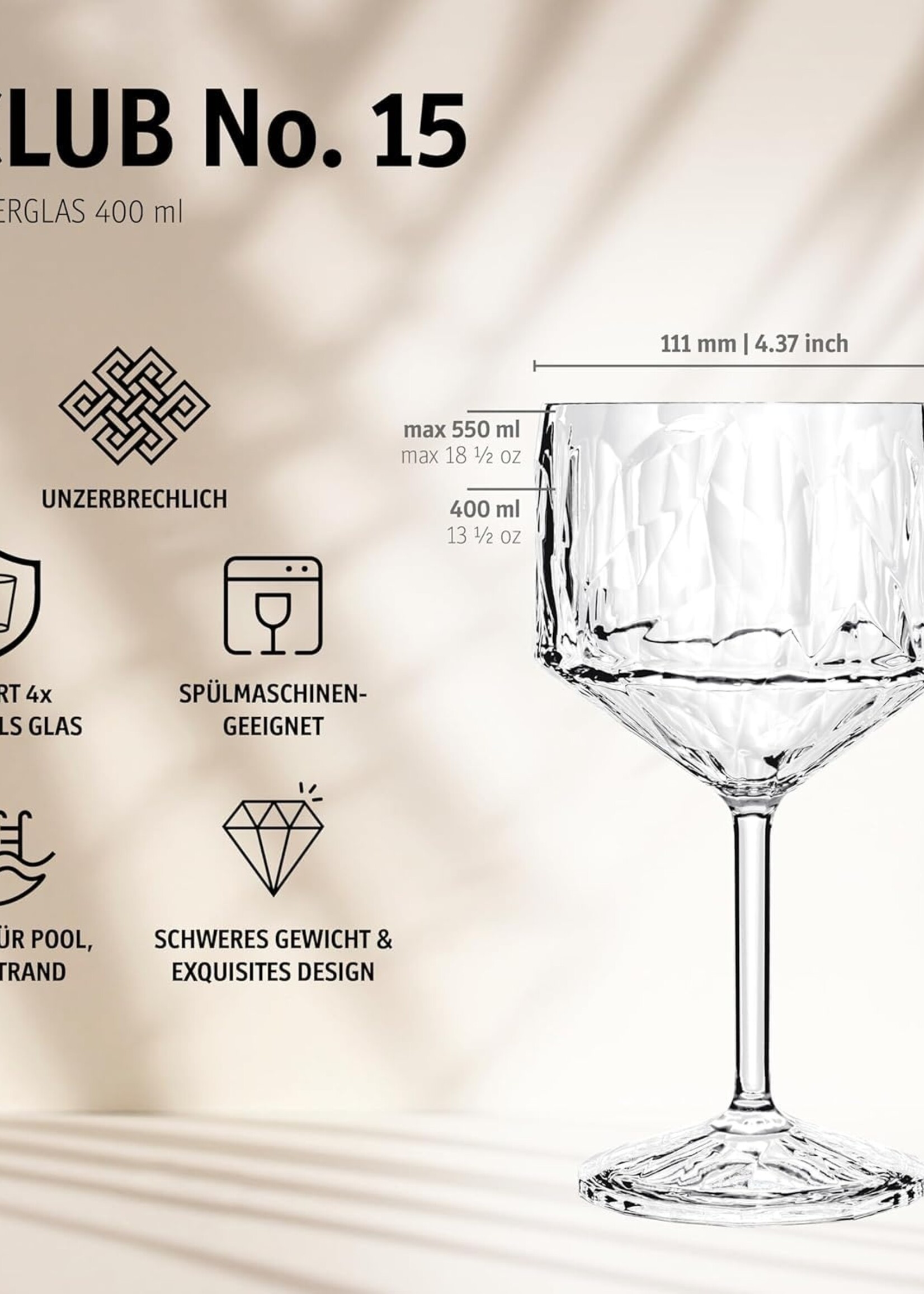 Koziol Koziol - Club No.15 - Superglas - 400ml - Cocktailglas - Set van 2