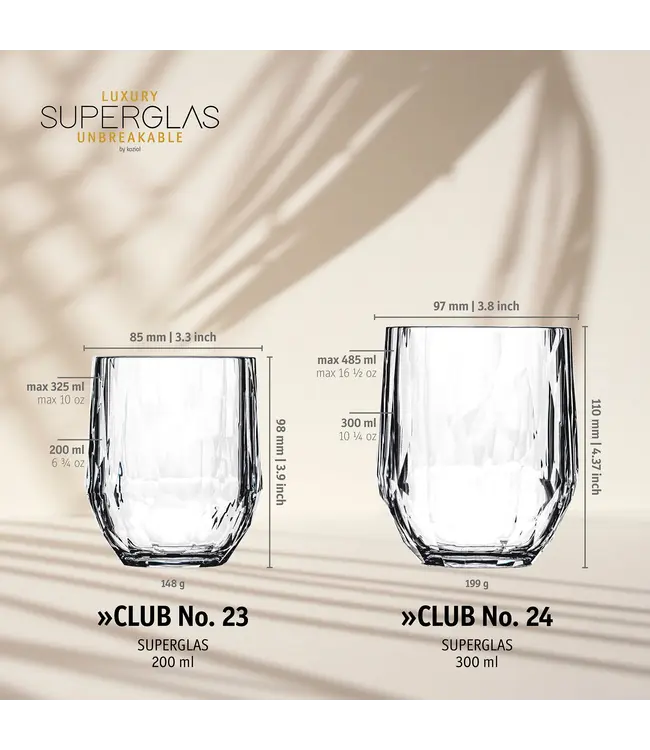 Koziol - Club No.23 - Superglas - 200 ml - Verre - Lot de 2