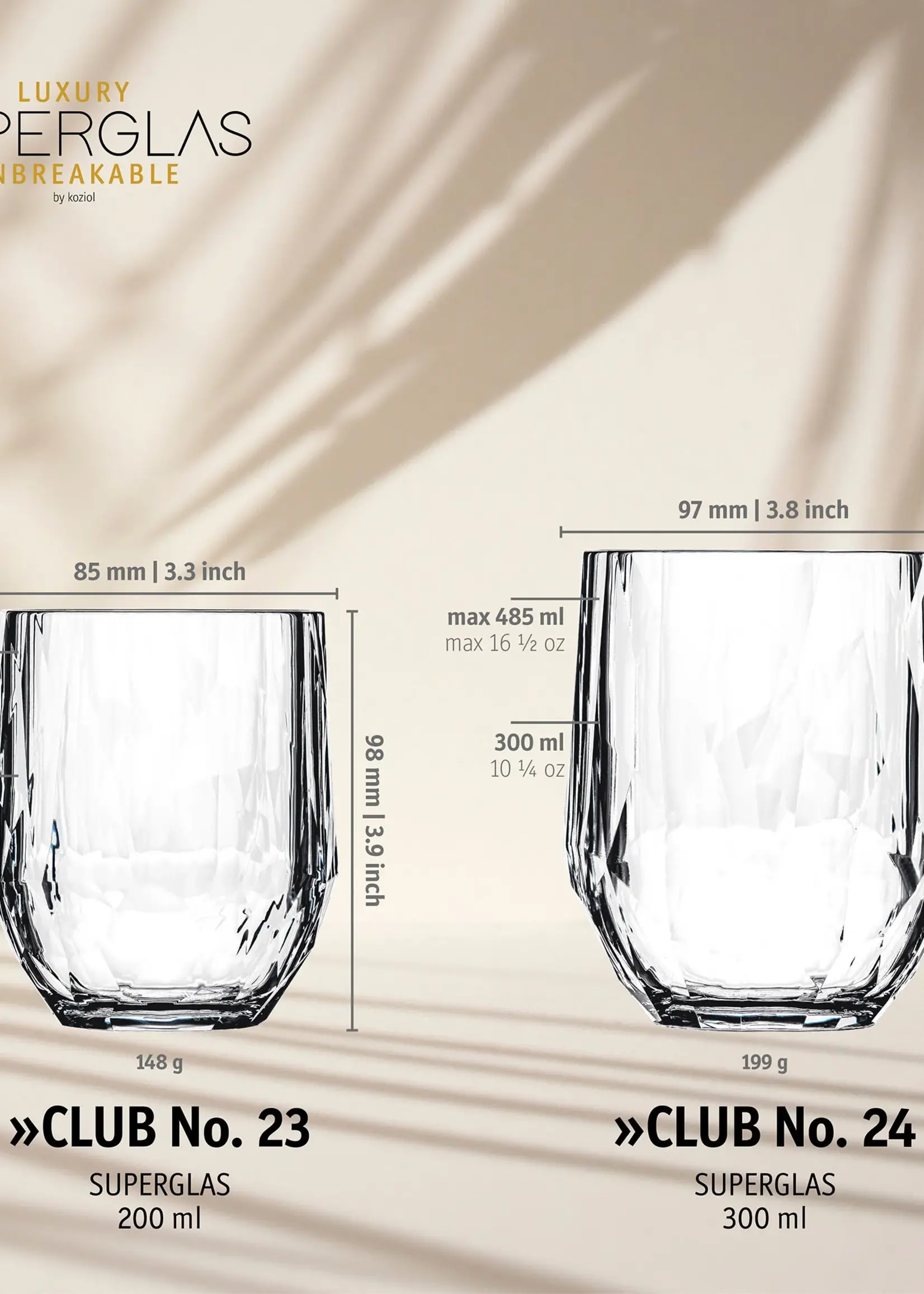 Koziol Koziol - Club No.24 - Superglas - 300ml - Glas - Set van 2