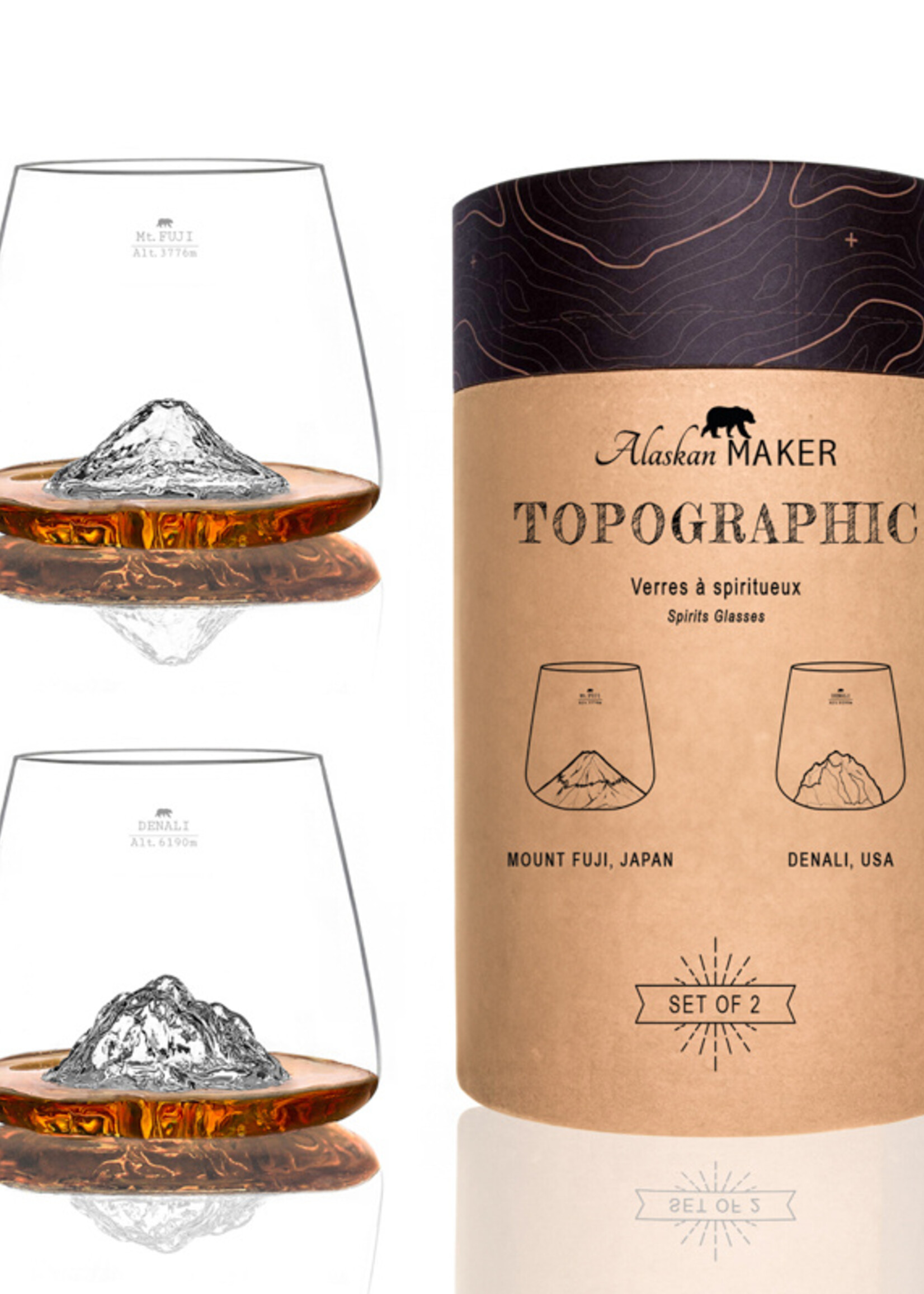 Alaskanmaker Alaskanmaker - Set van 2 glazen - Topographic - Fuji/Denali