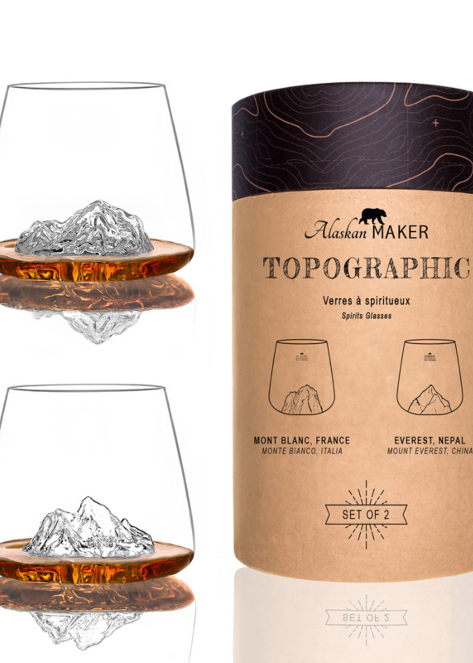 Alaskanmaker Alaskanmaker - Lot de 2 verres - Topographic - Everest/Mont Blanc