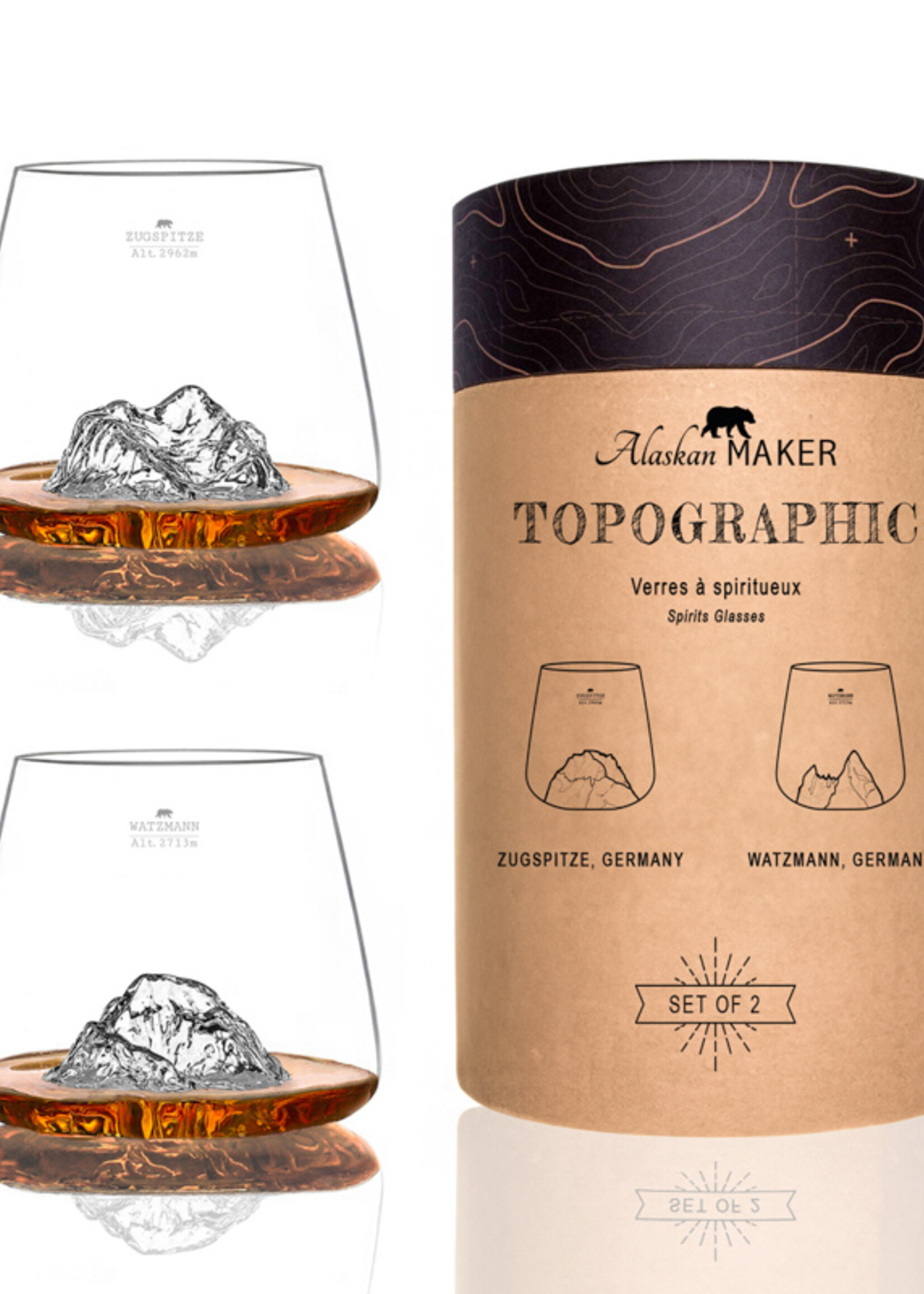 Alaskanmaker Alaskanmaker  - Lot de 2 verres - Topographic -  Zugspitze/Watzmann