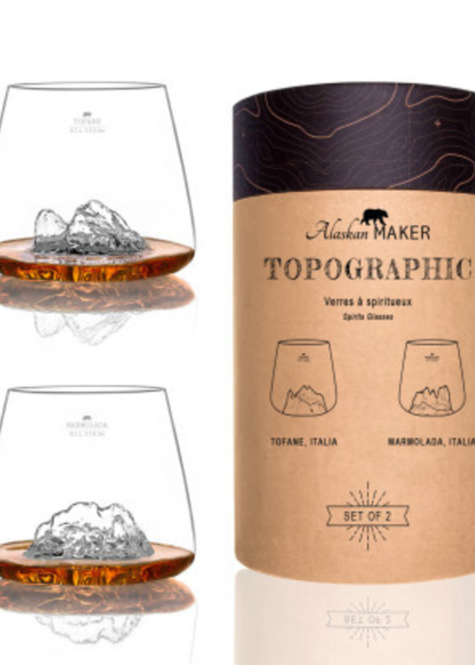 Alaskanmaker Alaskanmaker  - Lot de 2 verres - Topographic -  Tofane/Marmolada