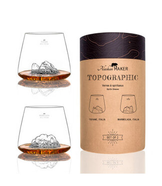 Alaskan MAKER Alaskanmaker - Set van 2 glazen - Topographic - Tofane/Marmolada