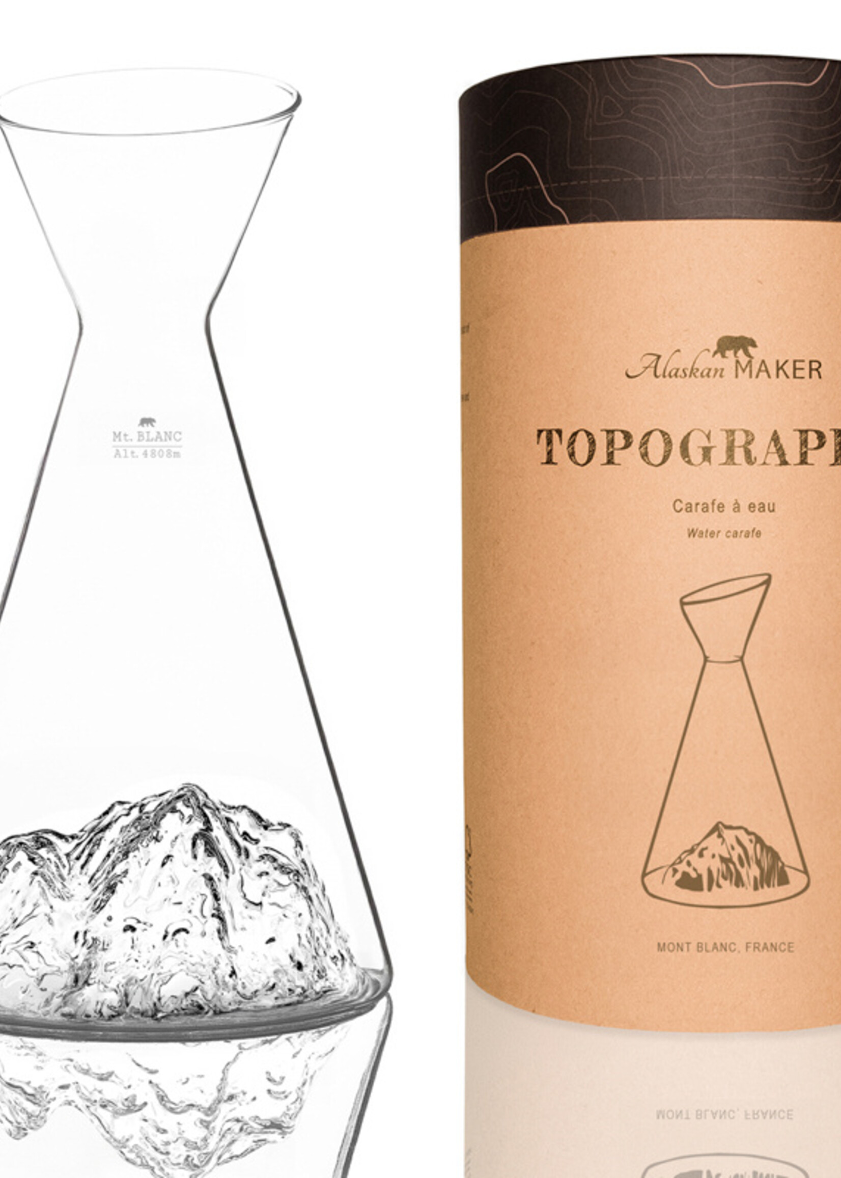 Alaskanmaker Alaskanmaker - Carafe à eau en verre - Topographique - Mont Blanc - 1 pièce