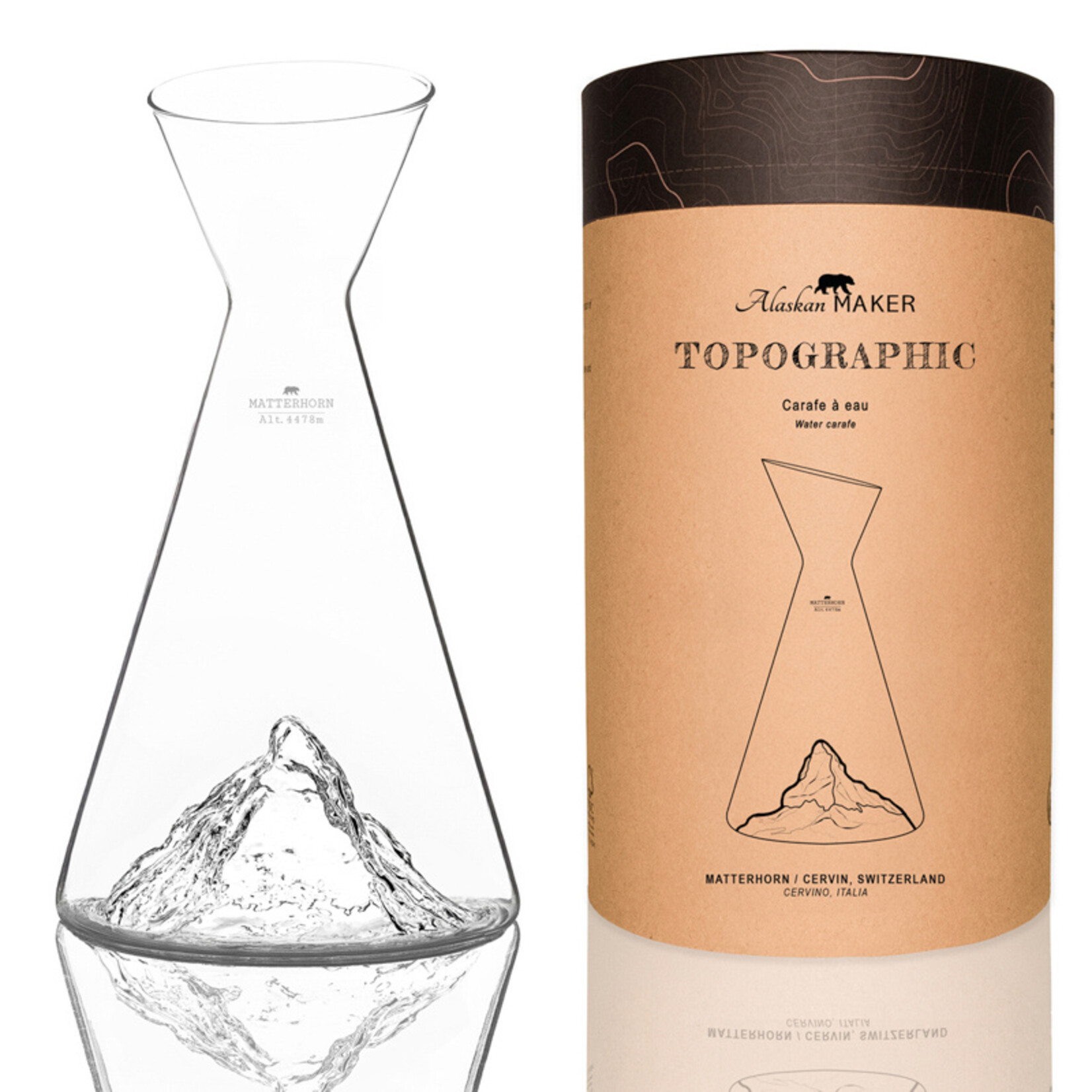 Alaskanmaker Alaskanmaker - Carafe à eau en verre - Topographique - Matterhorn  - 1 pièce