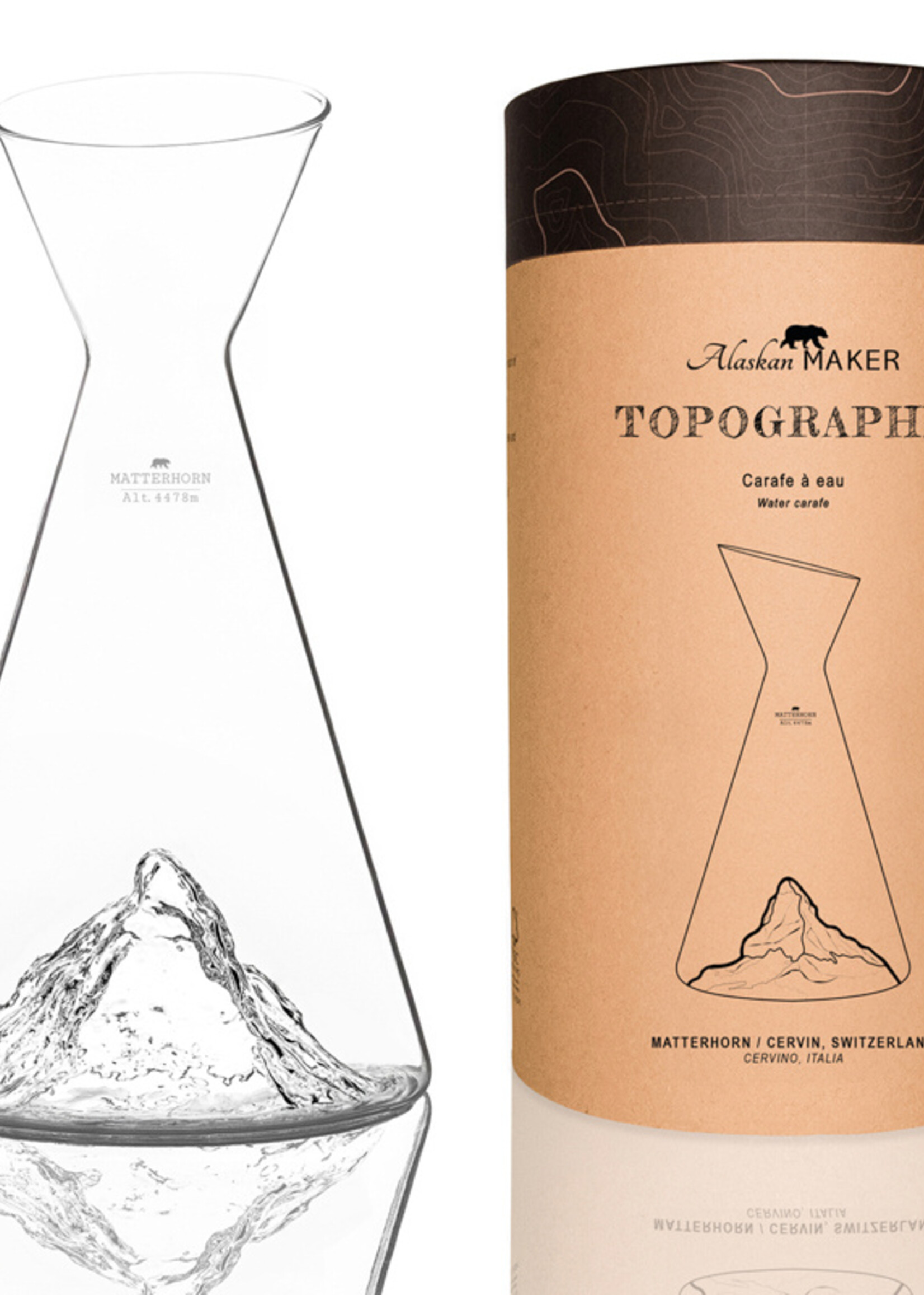 Alaskanmaker Alaskanmaker - Glazen water kan - Topographic - Matterhorn - 1 Stuk