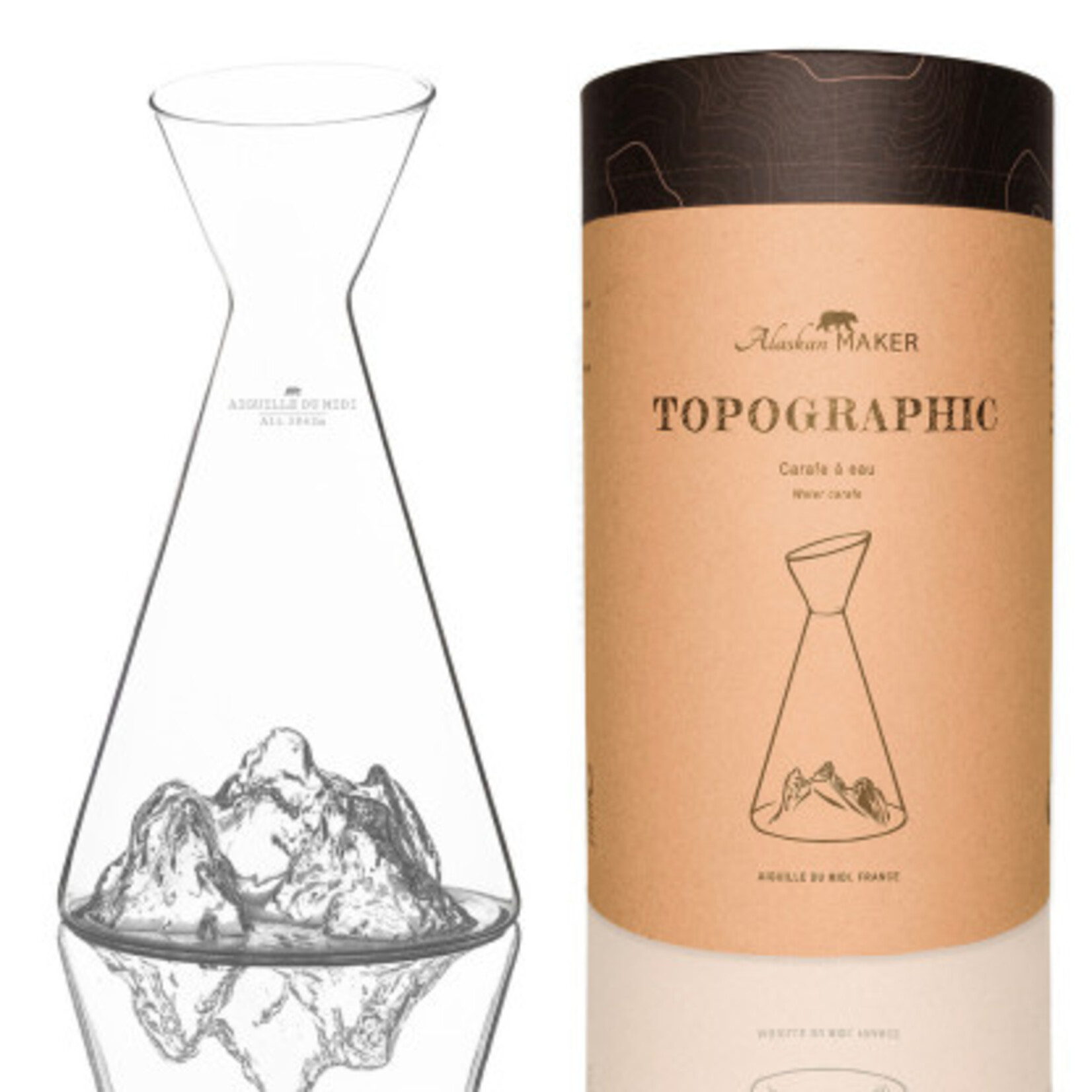 Alaskan Maker Alaskanmaker - Glazen water kan - Topographic - Aiguille Du Midi - 1 Stuk