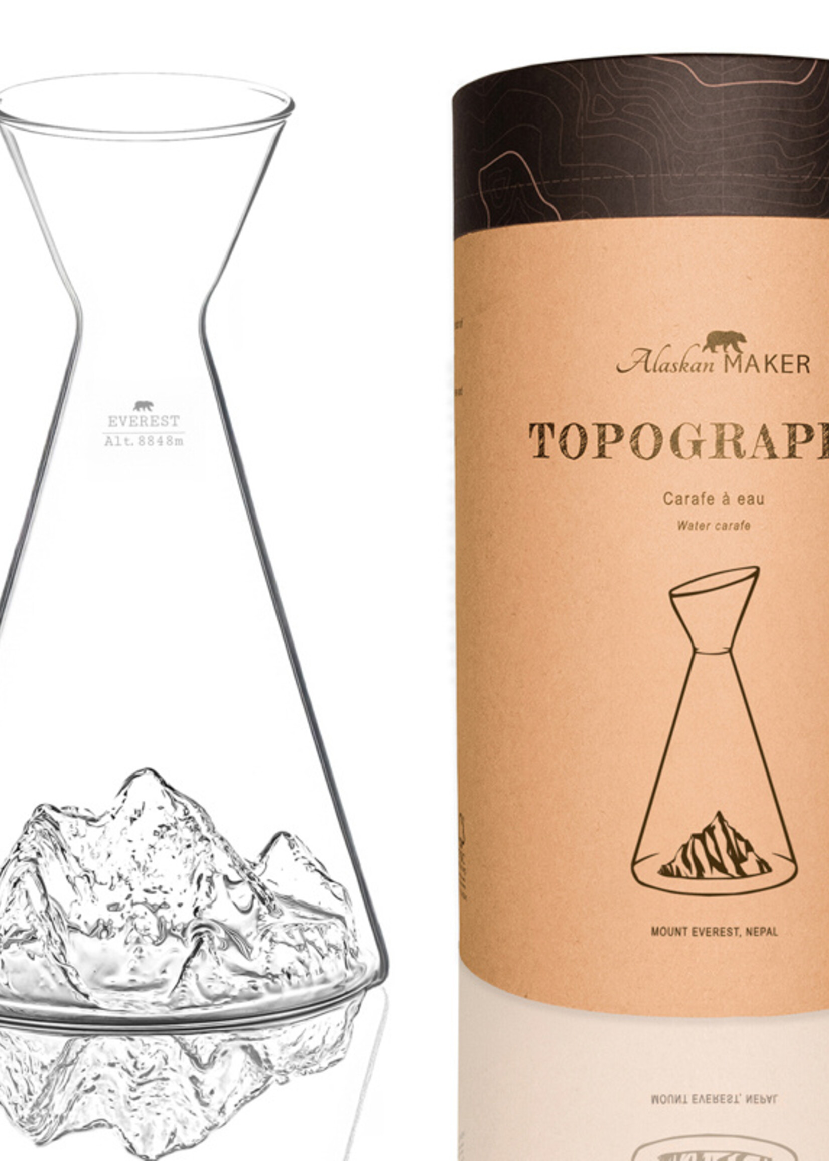 Alaskanmaker Alaskanmaker - Carafe à eau en verre - Topographique - Everest  - 1 pièce