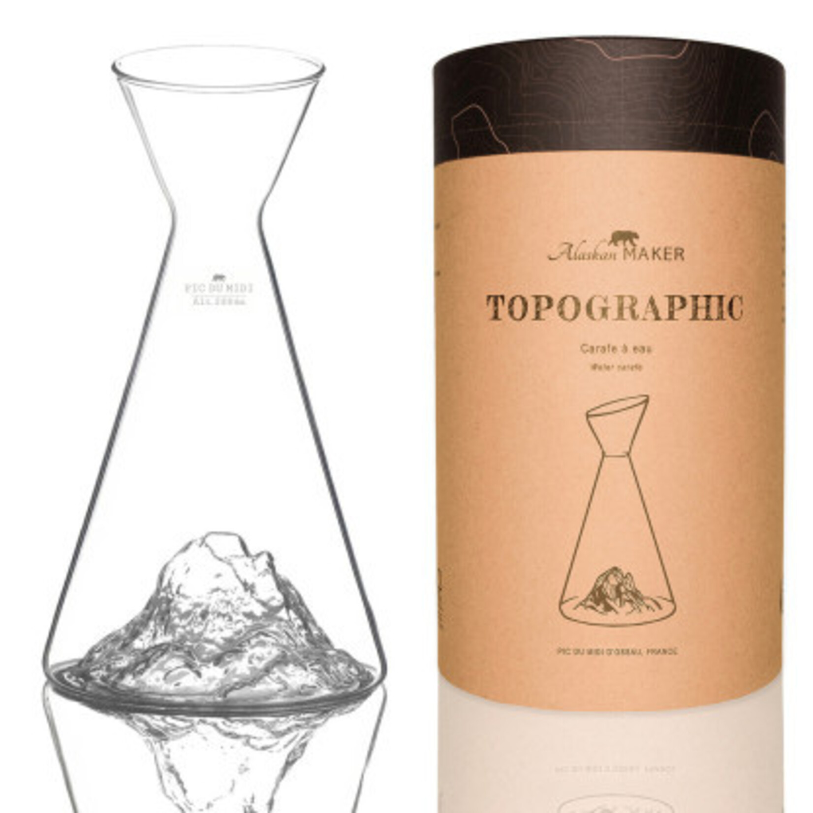 Alaskanmaker Alaskanmaker - Carafe à eau en verre - Topographique - Pic Du Midi   - 1 pièce