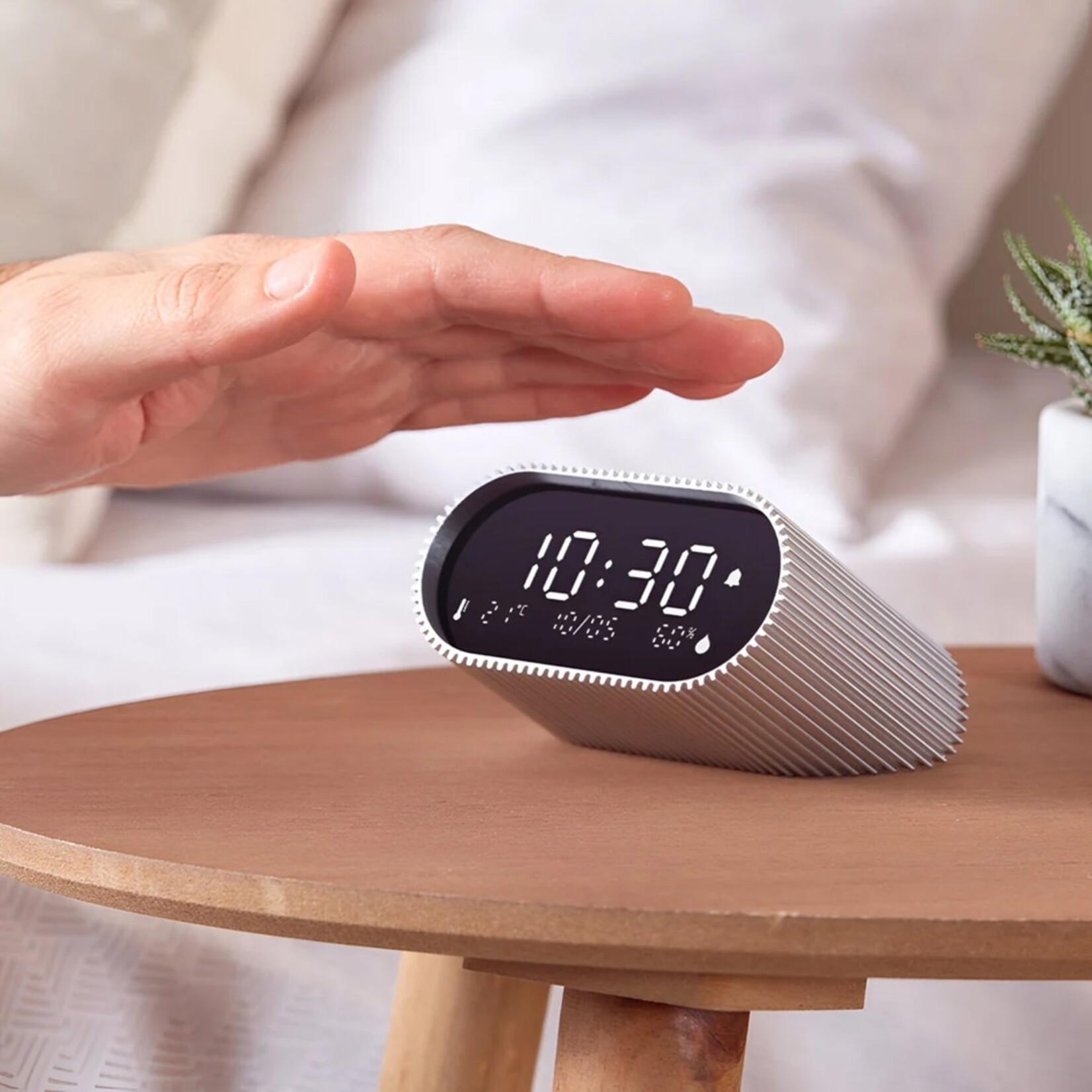 Lexon Lexon Ray Clock - Réveil avec thermomètre et hygromètre - Aluminium argenté